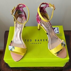 Ted Baker Yellow Floral Ankle-Strap Heels - Women